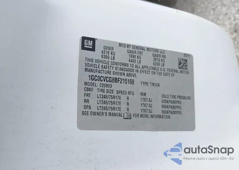 2011 Chevrolet Silverado C2500 Heavy Duty из США, поврежденный, VIN 1GC0CVCG8BF215168